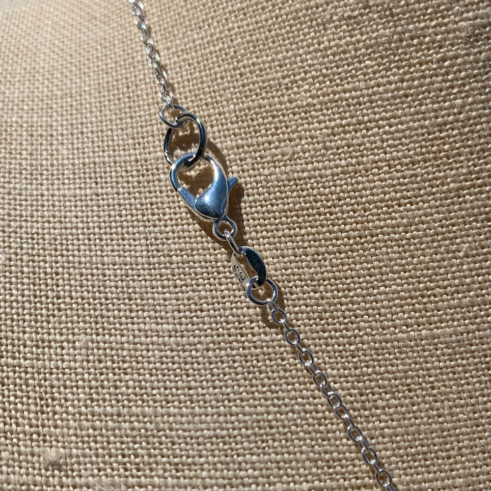 NWT Sterling Silver Plated Chain & Triangle Charm Necklace. - Picture 6 of 8